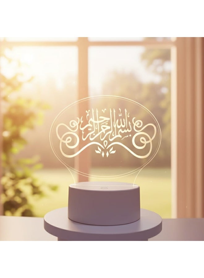 3D Ramadan Decor LED Acrylic Night Light – Islamic Calligraphy Board with Soft Warm Glow, USB Powered Night Lamp for Ramadan, Prayer Room & Muslim Home Decor - Image 4